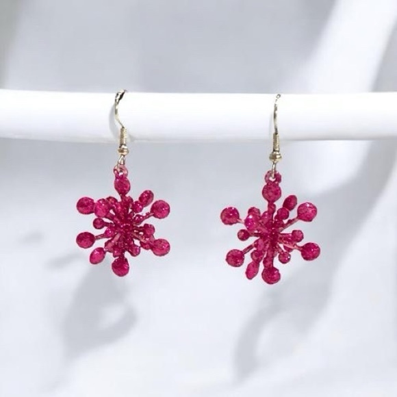 Other - Pink Glitter Burst Drop Earrings